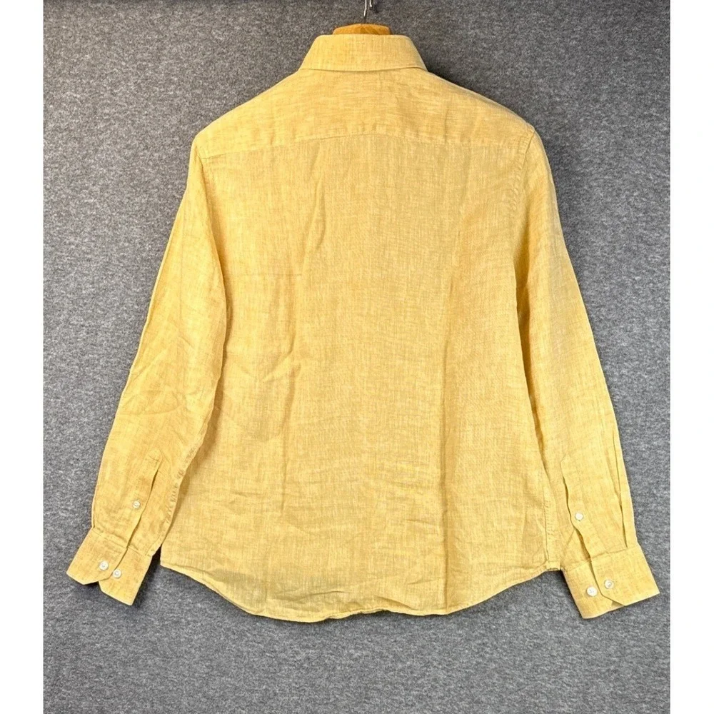 Baird McNutt Murano Yellow Linen Button Down Shirt Long Sleeve Women Size M Chic - Picture 5 of 11